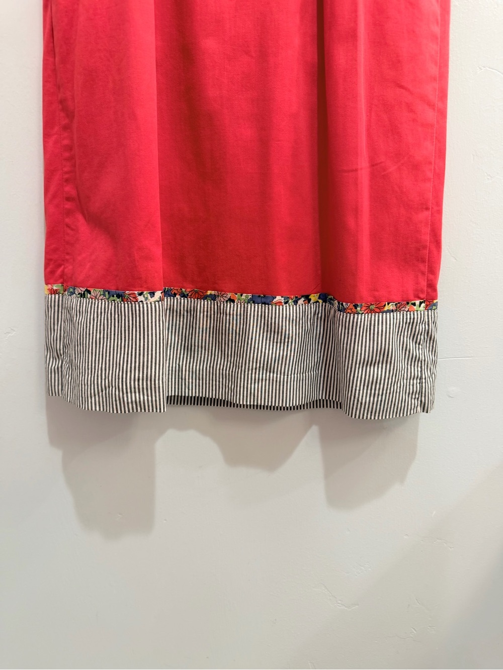 Boden Coral Pink Cotton Shift Dress with Cutout Neckline Striped Floral Trim 2 - Picture 12 of 16